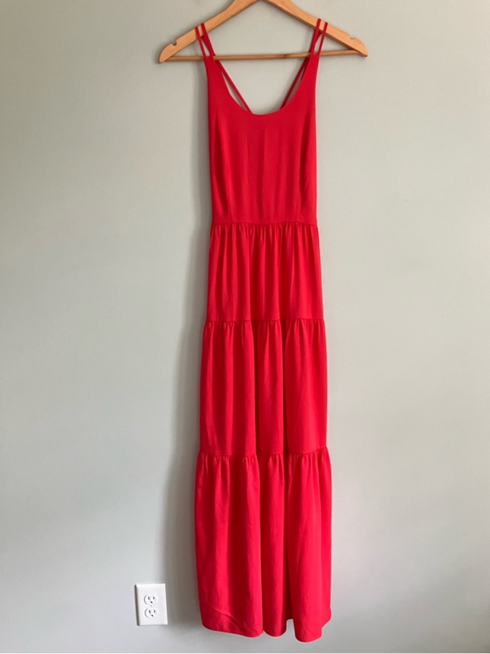 LOFT Coral Light Weight Tiered Strappy Maxi Dress Size 0 NWT - Picture 3 of 13